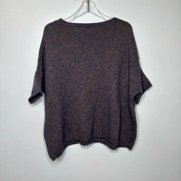 MOTH Open-Knit Short Sleeve Sweater Women’s M/L Brown Blue Textured Cotton Blend - Picture 5 of 7